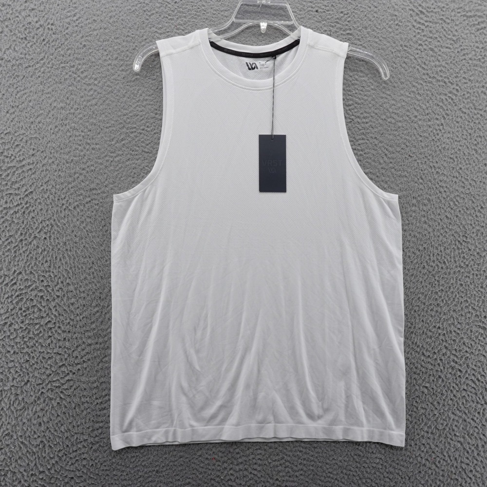 VRST Mens White Circuit Seamless Tank Top Athletic‎ Workout Sleeveless Shirt NWT